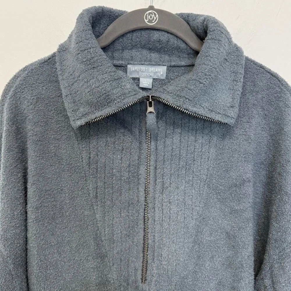 Barefoot Dreams Cozychic Lite Blue Gray Half Zip Tunic Sweater Women’s Large